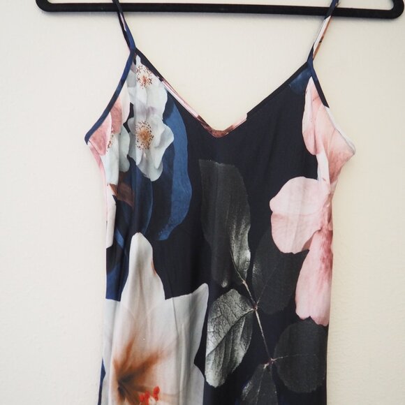 Silk Laundry 90s Floral Lilies Silk Spaghetti Strap Midi Dress sz xs - Picture 6 of 10
